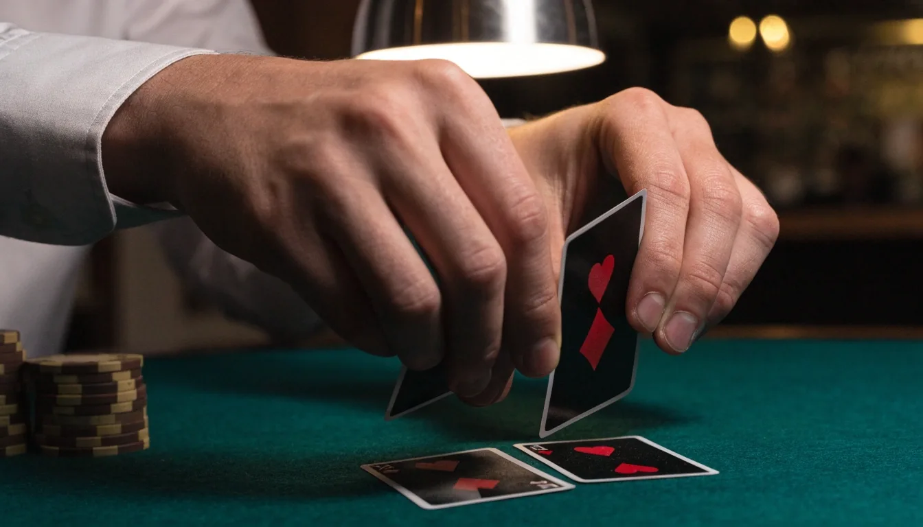 Rozdanie pierwszych kart przy stoliku w sali pokerowej Clair Bastion